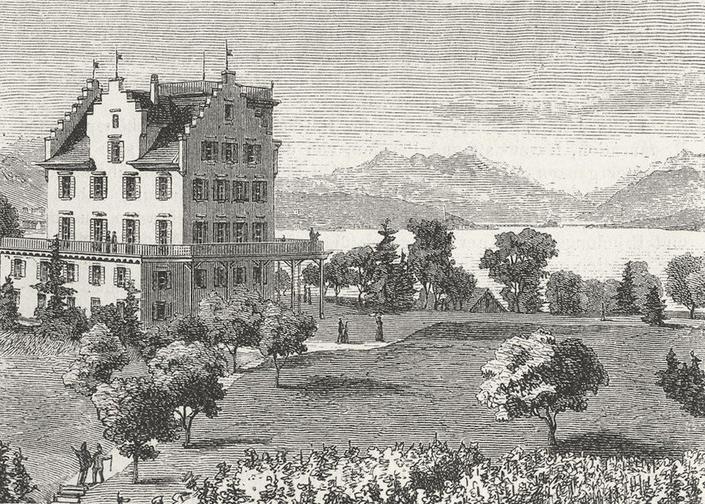ZURICH. Die Au. Weber 1879 old antique vintage print picture